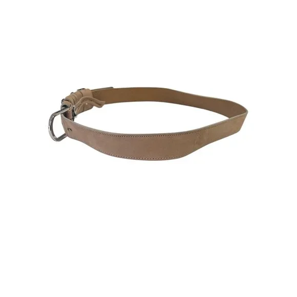 Ōe Tan Leather Belt With Silver Studs & Buckle Accents For Men & Women - Picture 5 of 8